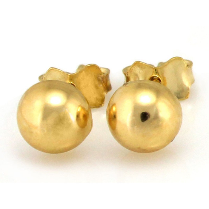 Klasyczne złote kolczyki 585 kuleczki na sztyfcie 6mm z żółtego złota 14k Klasyczne złote kolczyki 585 kuleczki na sztyfcie 6mm z żółtego złota 14k