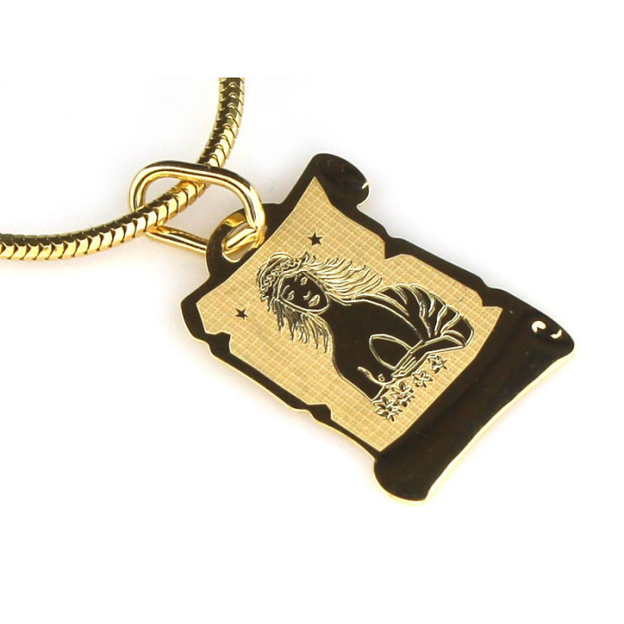 Unikatowa złota zawieszka 585 znak zodiaku panna żółte złoto 14k Unikatowa złota zawieszka 585 znak zodiaku panna żółte złoto 14k