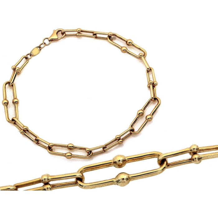Modna złota bransoletka 585 z masywnych ogniw długości 18cm 14k Modna złota bransoletka 585 z masywnych ogniw długości 18cm 14k