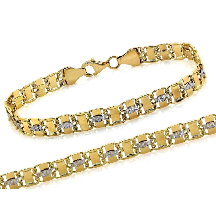 Dwukolorowa złota bransoletka 585 długość 18-19cm elegancka 14k Dwukolorowa złota bransoletka 585 długość 18-19cm elegancka 14k