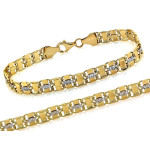 Dwukolorowa złota bransoletka 585 długość 18-19cm elegancka 14k