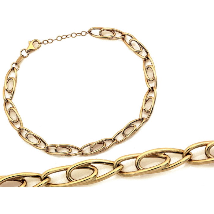 Modna złota bransoletka 585 z masywnych ogniw o długości 20cm w ponadczasowym stylu 14k Modna złota bransoletka 585 z masywnych ogniw o długości 20cm w ponadczasowym stylu 14k