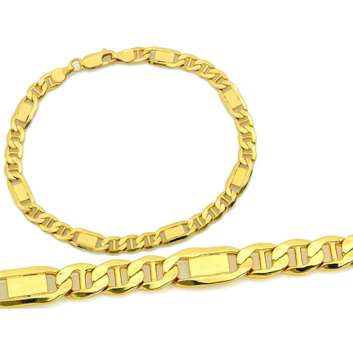 Męska złota bransoletka 585 splot figaro szerokość 6mm długość 21cm 14k Męska złota bransoletka 585 splot figaro szerokość 6mm długość 21cm 14k