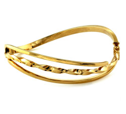 Szeroka złota bransoletka 585 sztywna bangle z żółtego złota klasyczna 14k