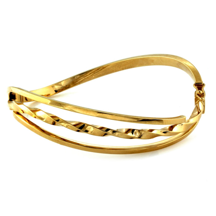 Szeroka złota bransoletka 585 sztywna bangle z żółtego złota klasyczna 14k Szeroka złota bransoletka 585 sztywna bangle z żółtego złota klasyczna 14k