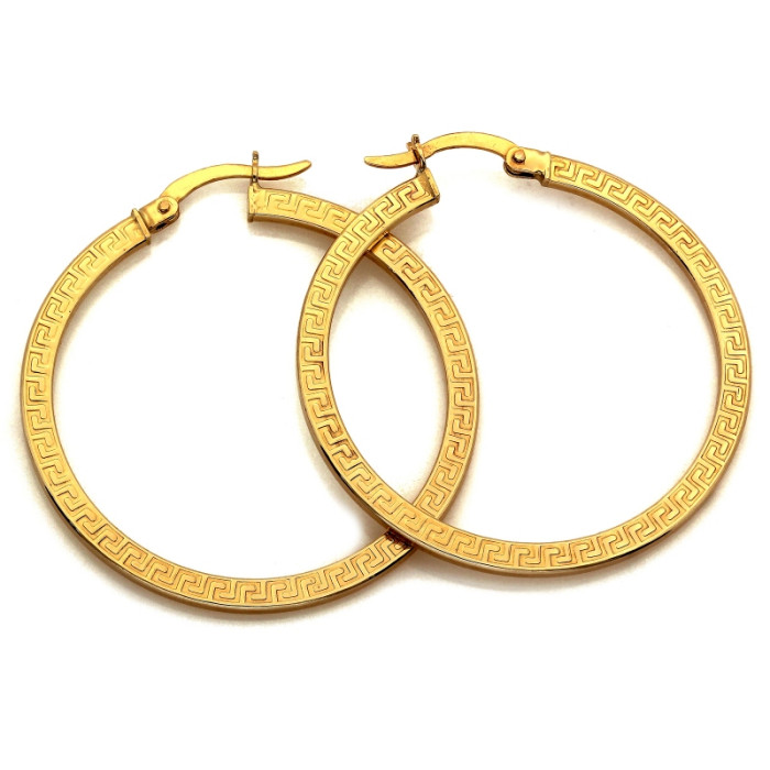 Złote kolczyki 585 koła z greckim wzorem średnica 37mm angielskie zapięcie 14k Złote kolczyki 585 koła z greckim wzorem średnica 37mm angielskie zapięcie 14k