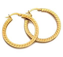 Złote kolczyki 585 koła zdobione błyszczące średnica 33mm efektowne 14k