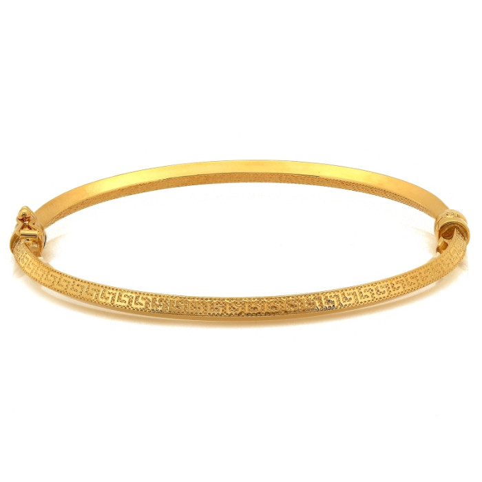 Złota bransoletka 585 bangle z greckim wzorem średnica 17cm 14k Złota bransoletka 585 bangle z greckim wzorem średnica 17cm 14k