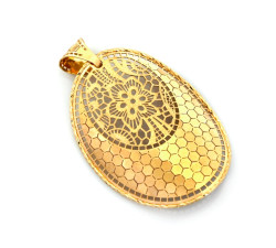 Elegancka złota zawieszka 585 duża owalna z dekoracyjnym ażurowym wzorem 14k