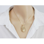 Elegancka złota zawieszka 585 duża owalna z dekoracyjnym ażurowym wzorem 14k
