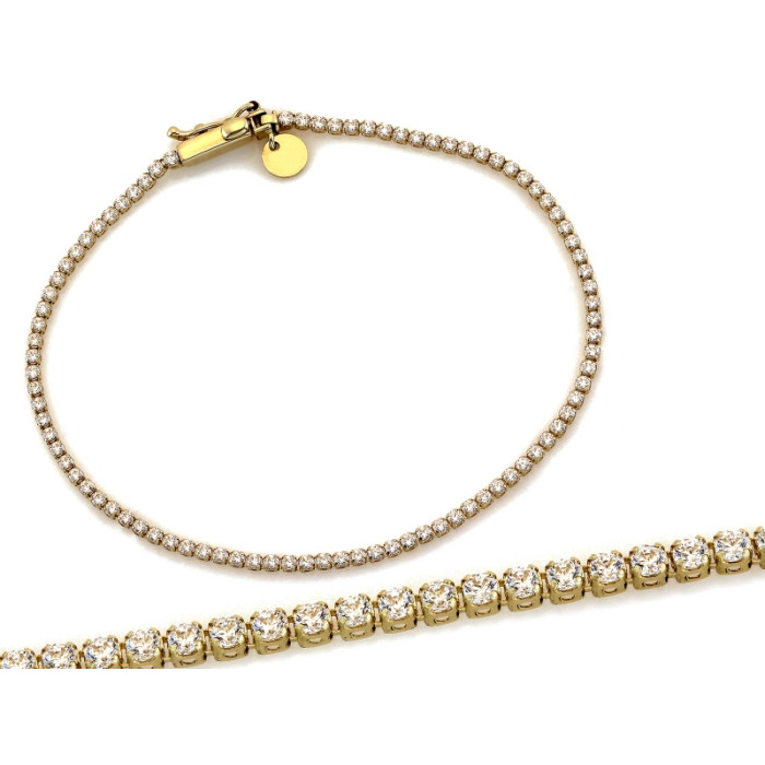 Elegancka złota bransoletka tenisowa 585 z cyrkoniami 18cm 14k Elegancka złota bransoletka tenisowa 585 z cyrkoniami 18cm 14k