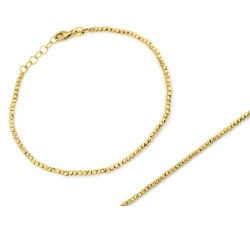 Złota bransoletka 585 z diamentowanymi kuleczkami, długość 20cm (14k)