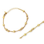 Elegancka złota bransoletka 585 z frezowanymi kulkami długość 19cm 14k