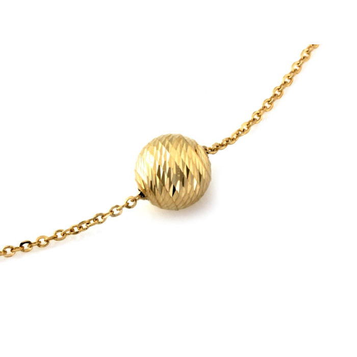 Minimalistyczny złoty naszyjnik 585 z frezowaną kulką długość 45cm 14k Minimalistyczny złoty naszyjnik 585 z frezowaną kulką długość 45cm 14k