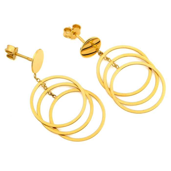 Eleganckie złote kolczyki 585 wiszące z dużymi obręczami (14k) Eleganckie złote kolczyki 585 wiszące z dużymi obręczami (14k)