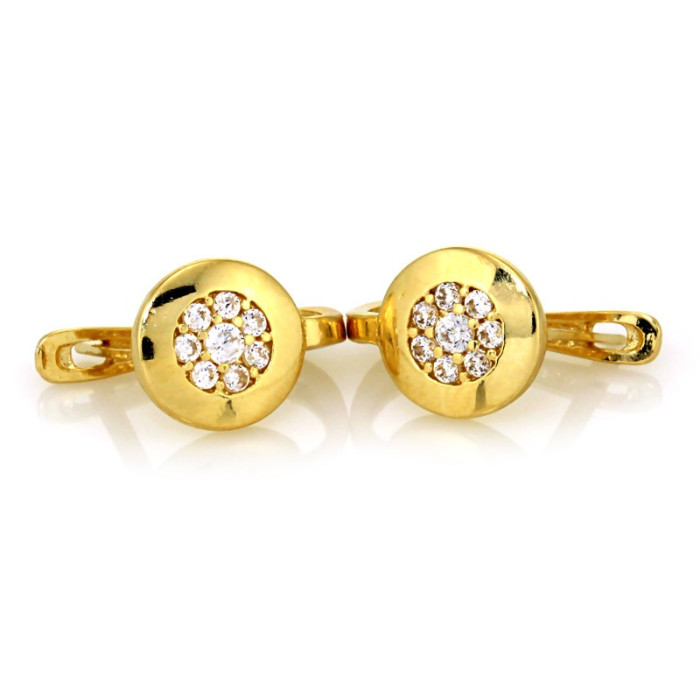 Eleganckie złote kolczyki 585 z wygodnym angielskim zapięciem i okrągłą ozdobą 14k Eleganckie złote kolczyki 585 z wygodnym angielskim zapięciem i okrągłą ozdobą 14k