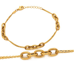 Stylowa złota bransoletka 585 z połączonych łańcuszków 18cm 14k