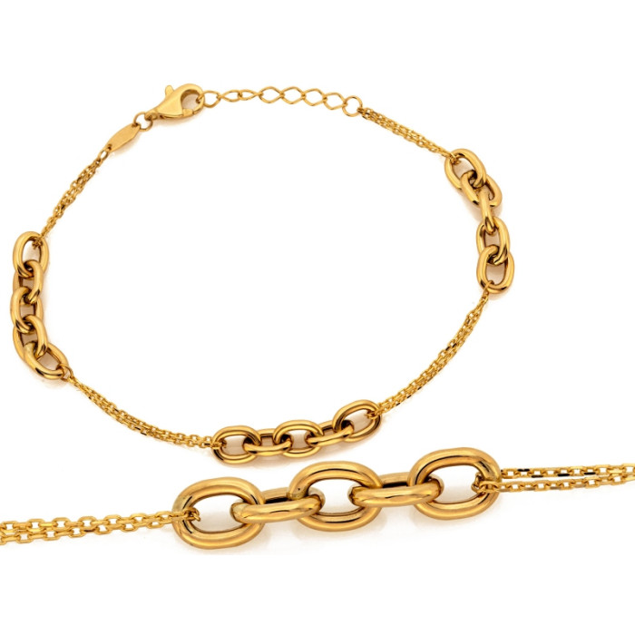 Stylowa złota bransoletka 585 z połączonych łańcuszków 18cm 14k Stylowa złota bransoletka 585 z połączonych łańcuszków 18cm 14k