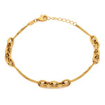 Stylowa złota bransoletka 585 z połączonych łańcuszków 18cm 14k