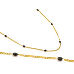 Ekskluzywny złoty naszyjnik 585 z czarnymi onyksami długość 45cm 14k