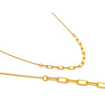 Modny złoty naszyjnik 585 z wstawką z dużych ogniw błyszczący elegancki 14k