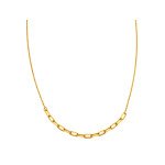 Modny złoty naszyjnik 585 z wstawką z dużych ogniw błyszczący elegancki 14k
