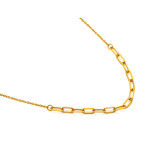 Modny złoty naszyjnik 585 z wstawką z dużych ogniw błyszczący elegancki 14k