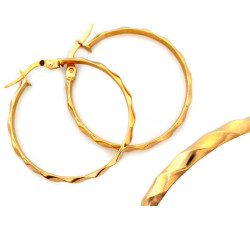 Ozdobne złote kolczyki 585 koła ze zdobieniem średnica 29mm 14k