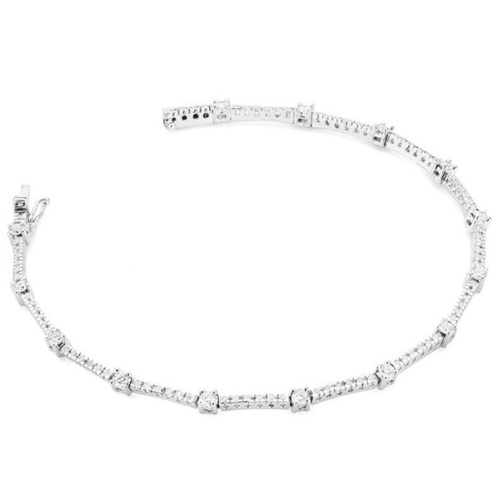 Złota bransoletka 585 białe złoto wysadzana diamentami 6,30 g Złota bransoletka 585 białe złoto wysadzana diamentami 6,30 g
