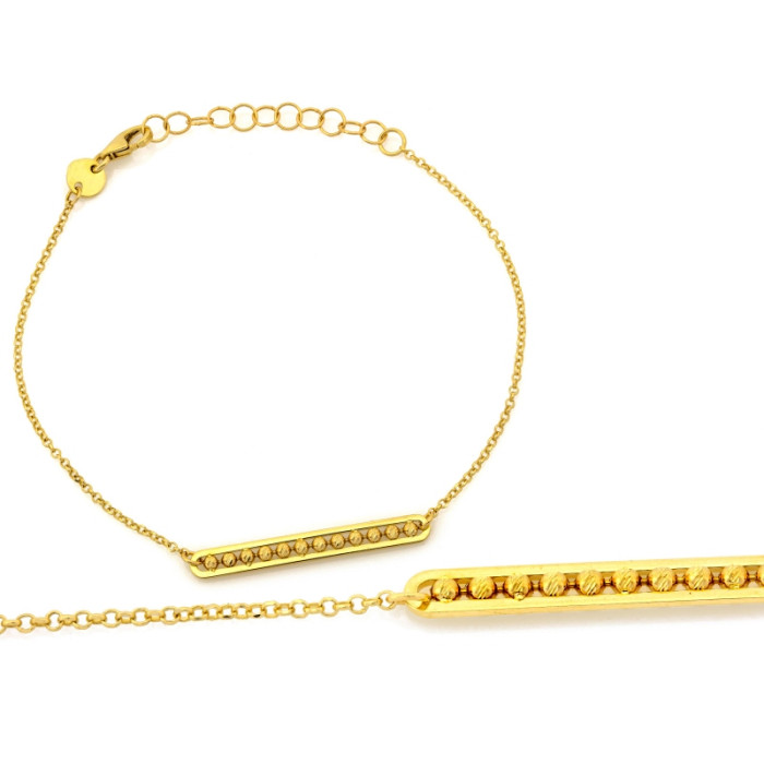 Nowoczesna złota bransoletka 585 sztywna z ozdobnymi kulkami długość 19cm 14k Nowoczesna złota bransoletka 585 sztywna z ozdobnymi kulkami długość 19cm 14k