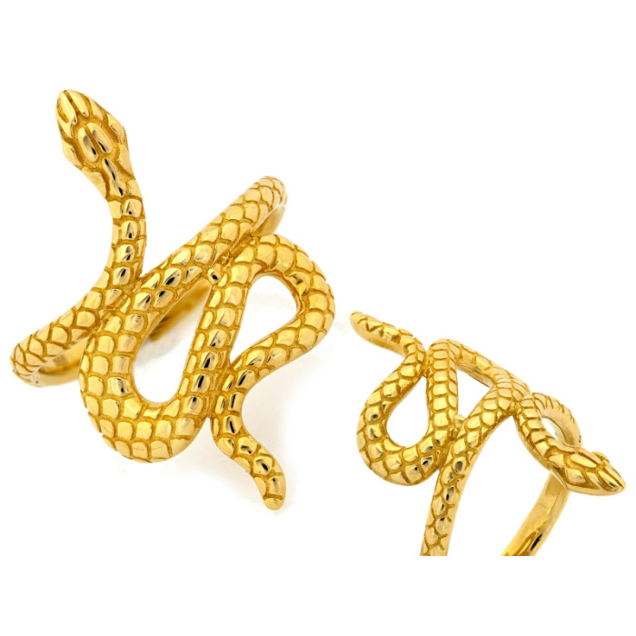 Duży złoty pierścionek 585 wąż żmija z błyszczącym wykończeniem nowoczesny design 14k Duży złoty pierścionek 585 wąż żmija z błyszczącym wykończeniem nowoczesny design 14k