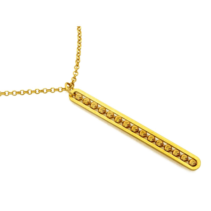 Modny złoty naszyjnik 585 długi z wiszącymi kuleczkami 45cm 14k Modny złoty naszyjnik 585 długi z wiszącymi kuleczkami 45cm 14k