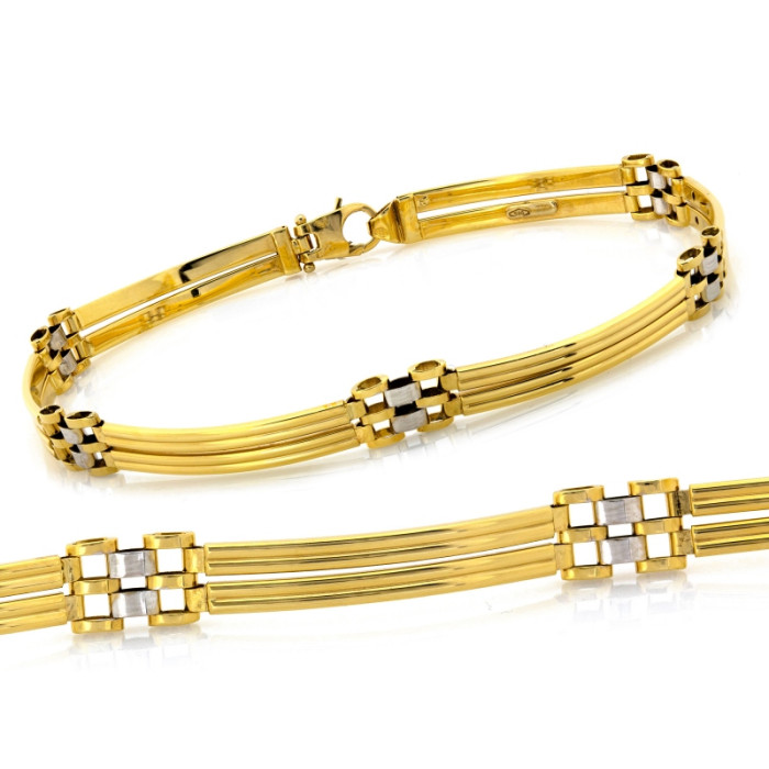 Męska złota bransoletka 585 ze sztywnych elementów długość 21cm 14k Męska złota bransoletka 585 ze sztywnych elementów długość 21cm 14k