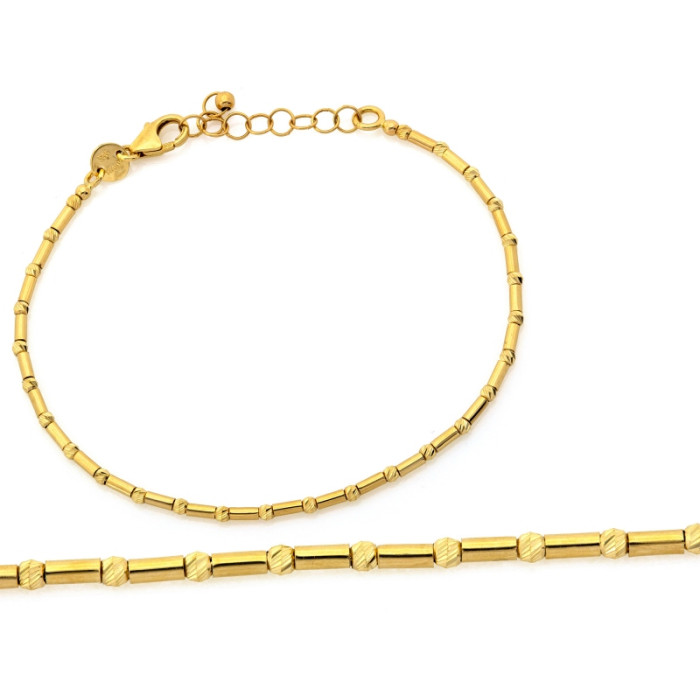 Nowoczesna złota bransoletka 585 z kombinacją kulek i rurek długość 18cm 14k Nowoczesna złota bransoletka 585 z kombinacją kulek i rurek długość 18cm 14k