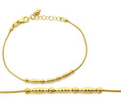 Subtelna złota bransoletka 585 z eleganckimi kulkami długości 19cm 14k