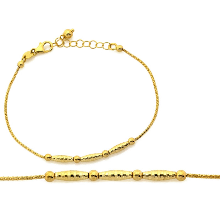 Subtelna złota bransoletka 585 z eleganckimi kulkami długości 19cm 14k Subtelna złota bransoletka 585 z eleganckimi kulkami długości 19cm 14k