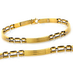 Męska złota bransoletka 585 ze sztywnych elementów dwukolorowa 21cm 14k