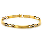 Męska złota bransoletka 585 ze sztywnych elementów dwukolorowa 21cm 14k