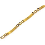 Męska złota bransoletka 585 ze sztywnych elementów dwukolorowa 21cm 14k