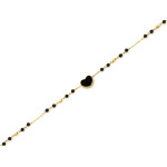Stylowa złota bransoletka 585 z onyksami i czarnym sercem 18-19cm 14k