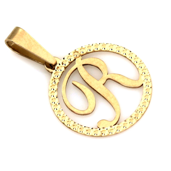 Złota zawieszka 585 okrągła z literką R elegancka wisiorek na łańcuszek 14k Złota zawieszka 585 okrągła z literką R elegancka wisiorek na łańcuszek 14k