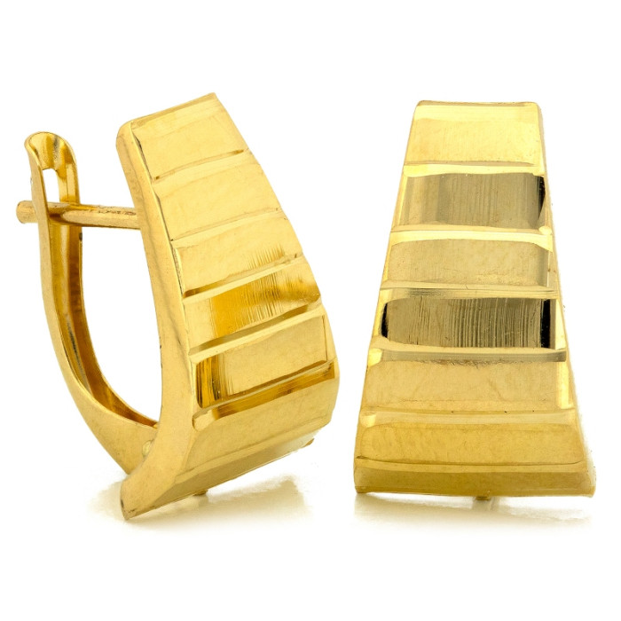Złote kolczyki 585 angielskie diamentowane błyszczące eleganckie 14k Złote kolczyki 585 angielskie diamentowane błyszczące eleganckie 14k