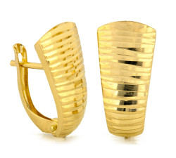 Złote kolczyki 585 angielskie frezowane z żółtego złota klasyczne eleganckie 14k