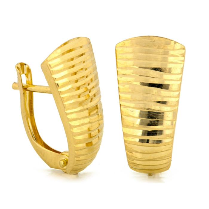 Złote kolczyki 585 angielskie frezowane z żółtego złota klasyczne eleganckie 14k Złote kolczyki 585 angielskie frezowane z żółtego złota klasyczne eleganckie 14k