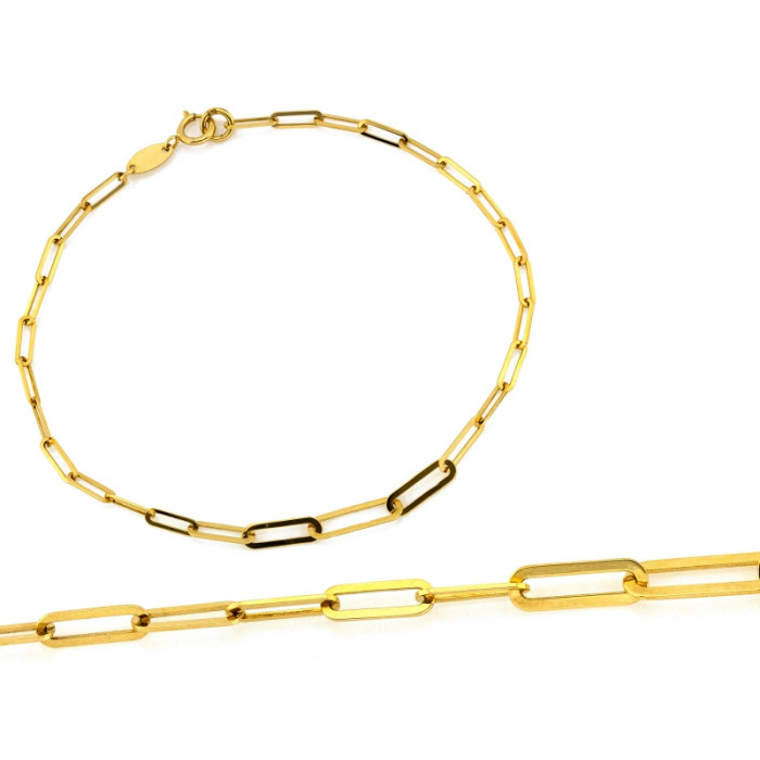 Złota modna bransoletka 585 łańcuszkowa z dużymi ogniwami długość 18cm 14k Złota modna bransoletka 585 łańcuszkowa z dużymi ogniwami długość 18cm 14k