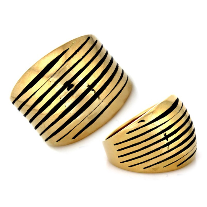 Oryginalny złoty pierścionek 585 z czarną emalią nowoczesny design 14k Oryginalny złoty pierścionek 585 z czarną emalią nowoczesny design 14k