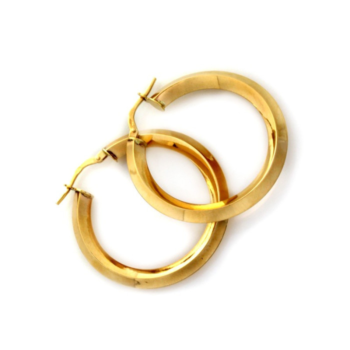 Modne złote kolczyki 585 koła na angielskim zapięciu 30mm 14k Modne złote kolczyki 585 koła na angielskim zapięciu 30mm 14k