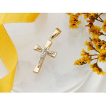 Dwukolorowy złoty krzyżyk 585 w formie eleganckiej zawieszki 14k