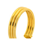 Modne złote kolczyki 585 potrójne koła geometryczne średnica 27mm 14k