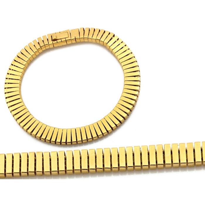 Złota bransoletka 585 z efektownej ruchomej błyszczącej taśmy długości 20cm 14k Złota bransoletka 585 z efektownej ruchomej błyszczącej taśmy długości 20cm 14k